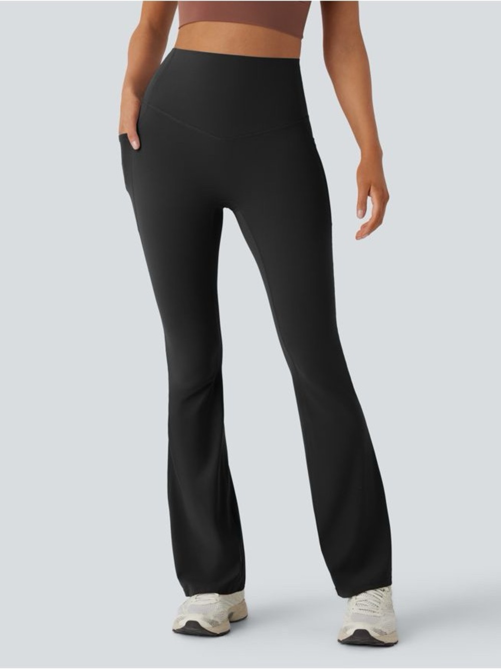 NWT HALARA Black High-Waisted Side Pocket Flare Yoga Pants Size Large Tall